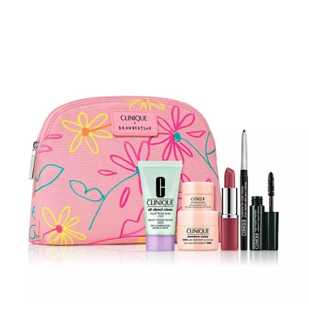 Clinique Skincare Makeup 7Pcs Deluxe Sample Gift Set Pink Makeup Sample